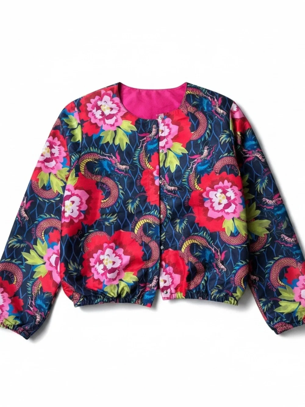 Kenzo Kids Dragon Floral Reversible Satin Bomber Jacket & Matching Velvet Pants
